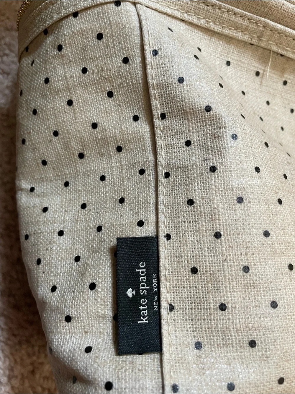 Kate Space Polka Dot Beige Canvas Lunch Box